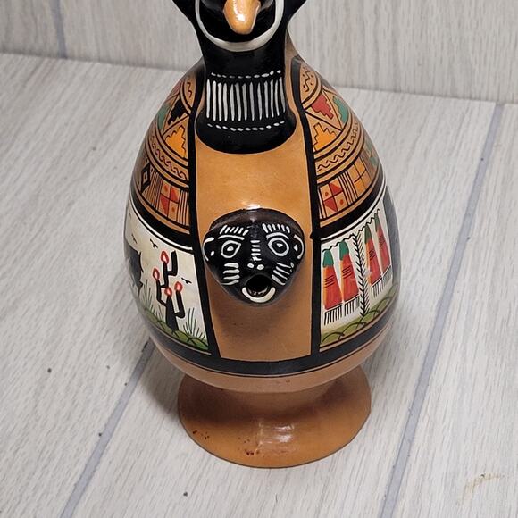 Vintage Cusco Peru Art Pottery Chicha Jaguar Rooster Jug Pitchers Hand Painted - Picture 5 of 10